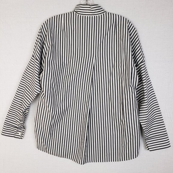 AKRIS Punto Striped Popover Shirt Tunic 100% Cotton Oversized size 4 Minimalist - Picture 7 of 14